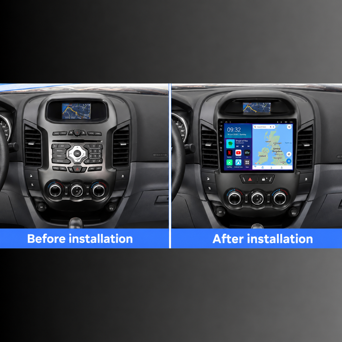 Ford Ranger T6 2011-2016 Android 13 Kabelloses CarPlay und Android Auto Autoradio-Haupteinheit