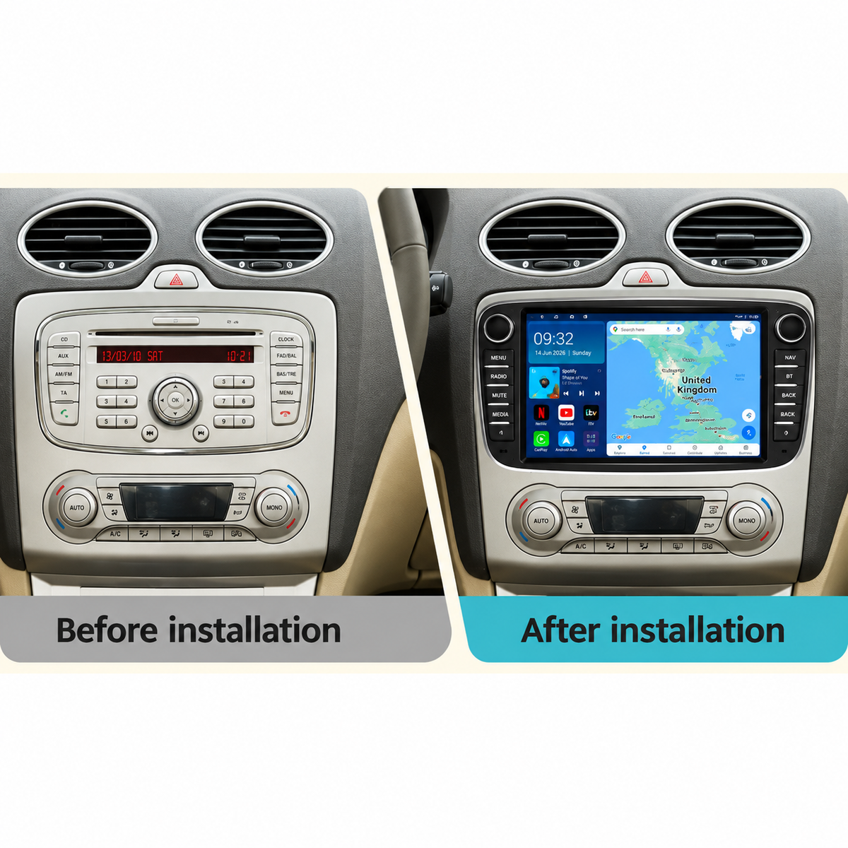 Ford Mondeo Galaxy S-Max Focus Android 13 Kabelloses CarPlay und Android Auto Autoradio-Haupteinheit