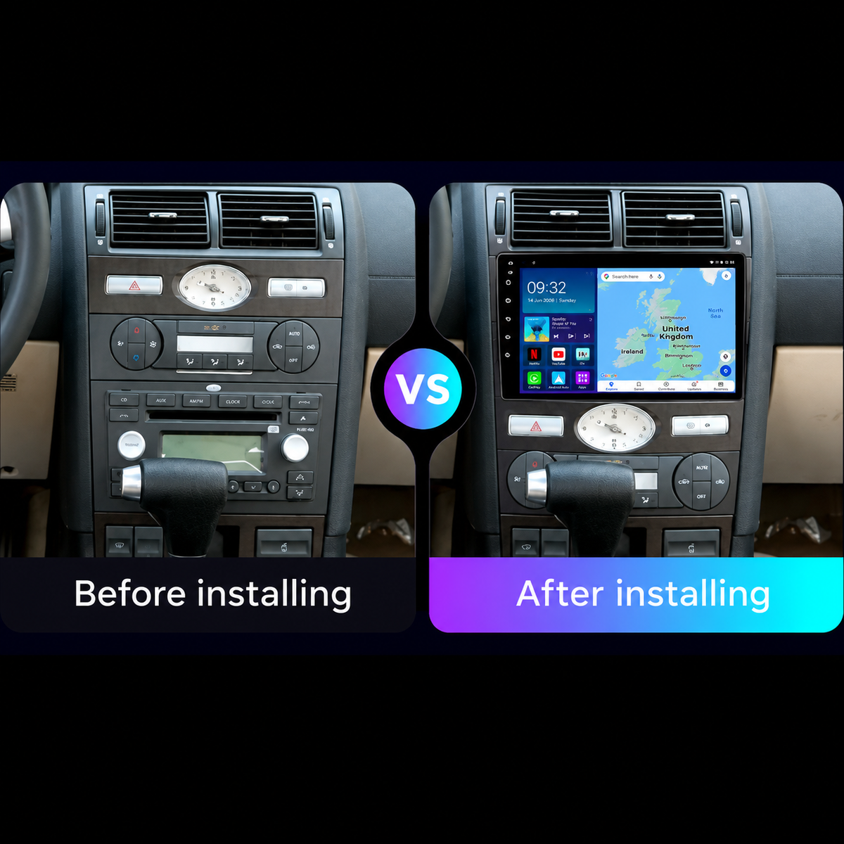 Ford Mondeo MK3 2000-2007 Android 13 Kabelloses CarPlay und Android Auto Autoradio-Haupteinheit