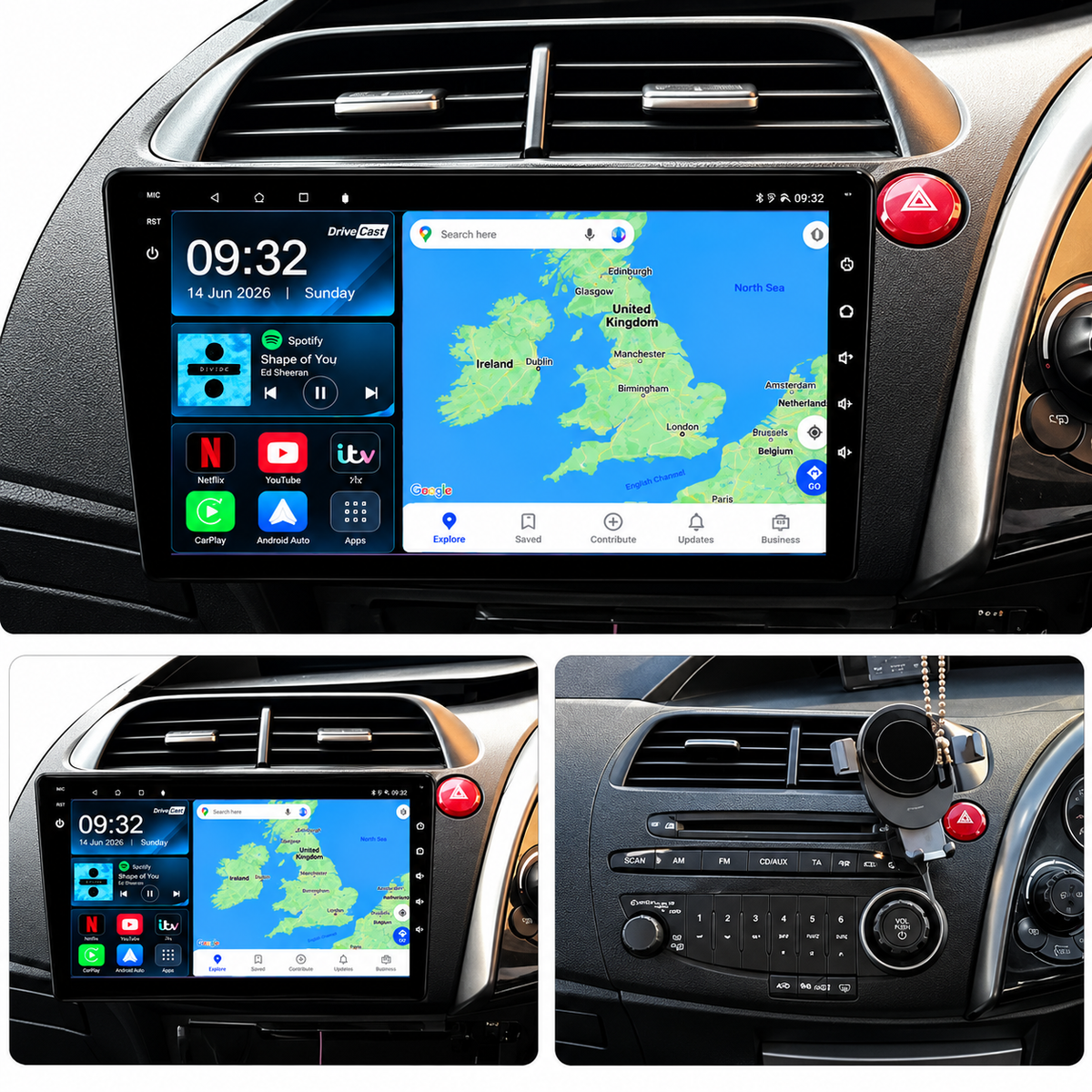 Honda Civic 2006-2011 Android 13 Kabelloses CarPlay und Android Auto Autoradio-Haupteinheit
