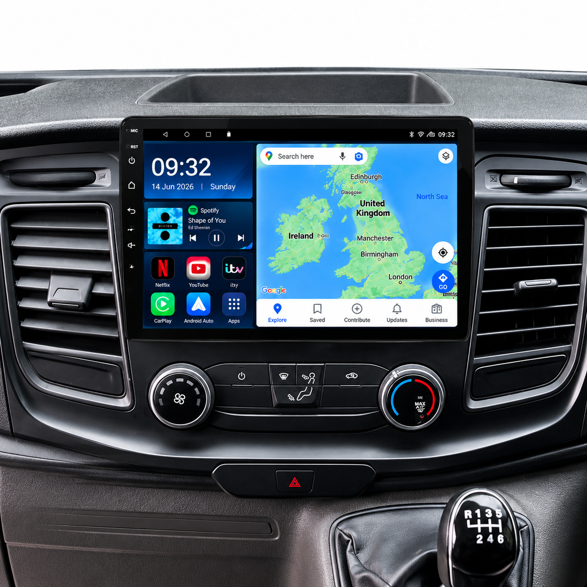 Ford Transit Custom MK8 2013-2018 Android 13 Kabelloses CarPlay und Android Auto Autoradio-Haupteinheit