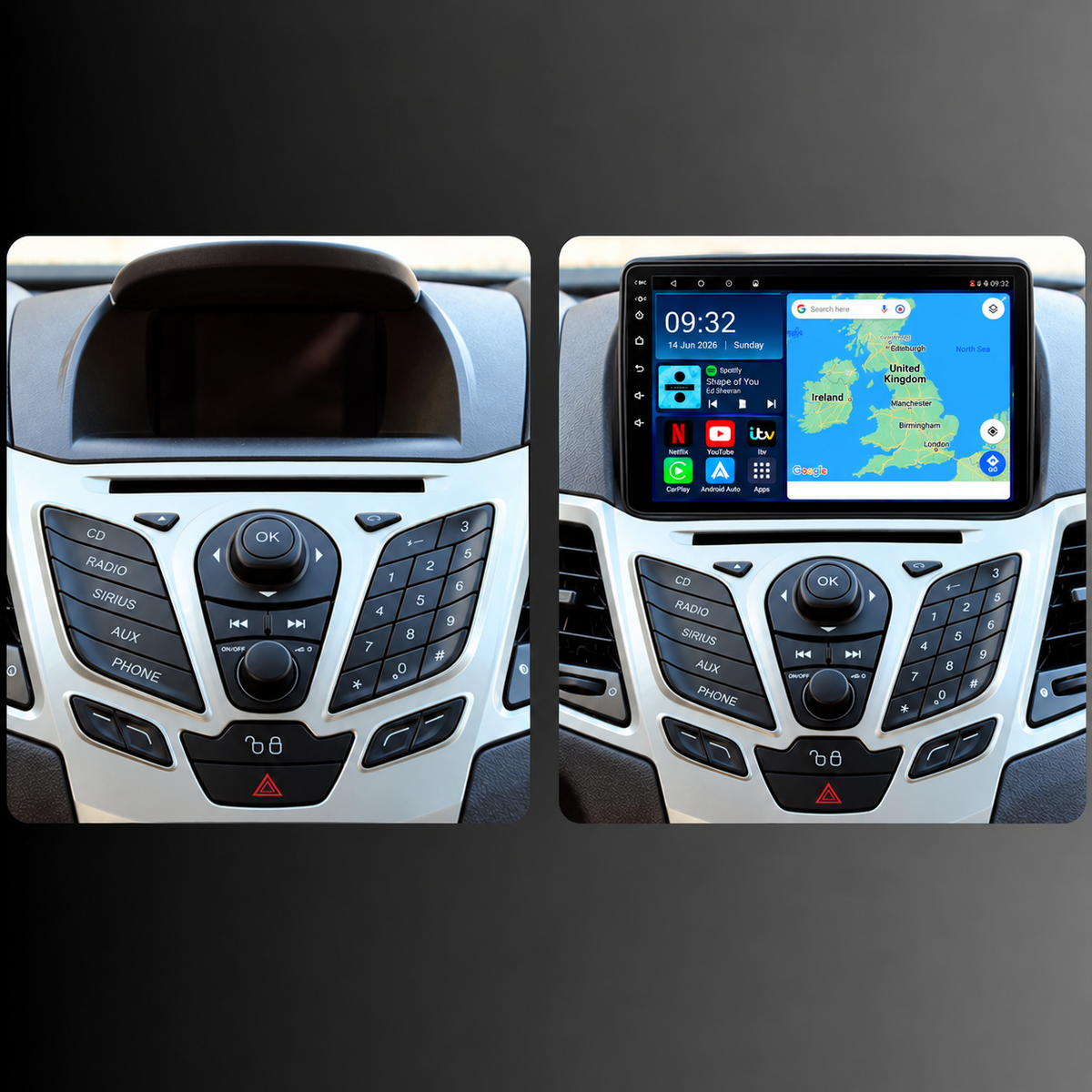 Ford Fiesta MK7 2008-2017 Android 13 Kabelloses CarPlay und Android Auto Autoradio-Haupteinheit