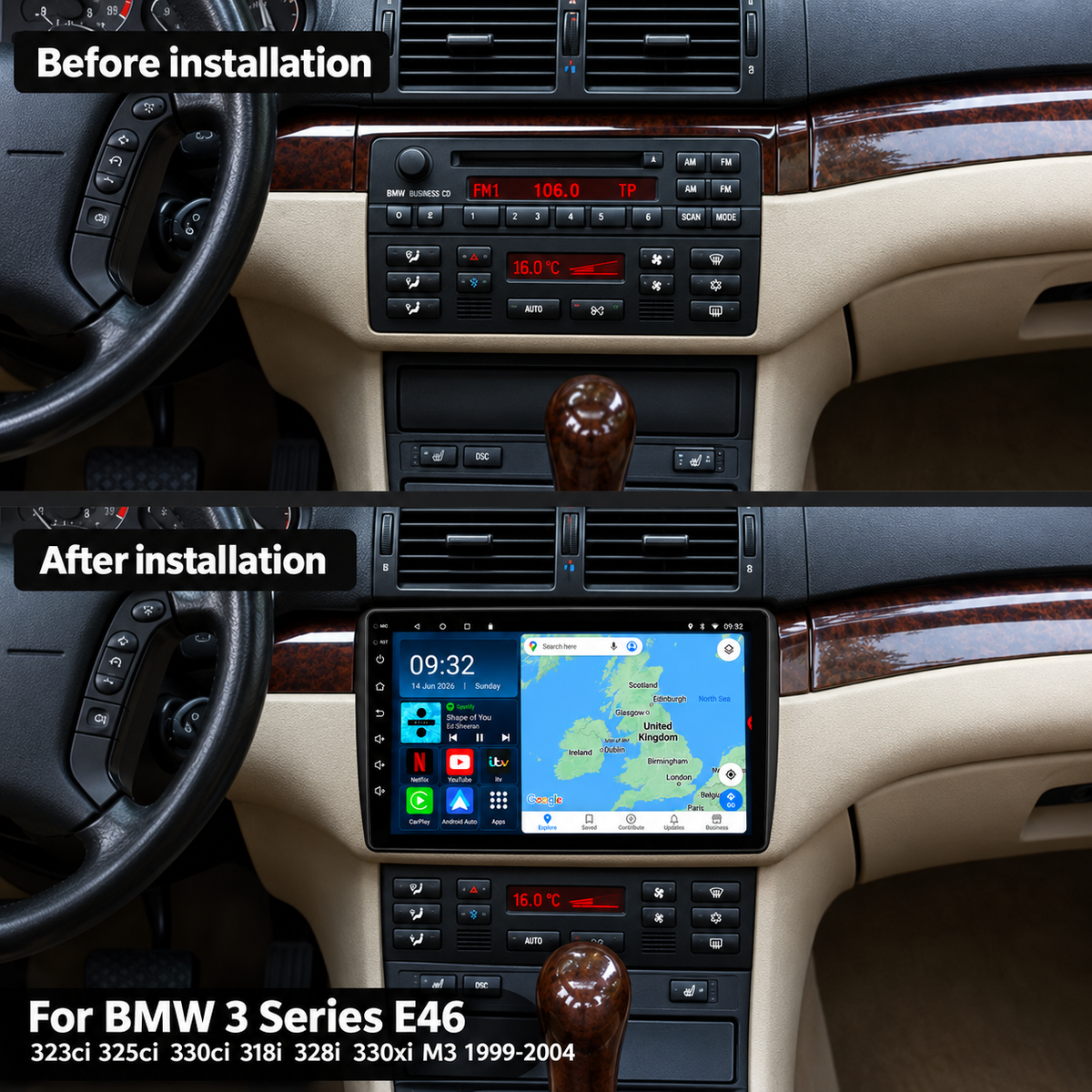 BMW 3 Series E46 1997-2006 Android 15 Car Stereo Head Unit | CarPlay Android Auto - DriveCast