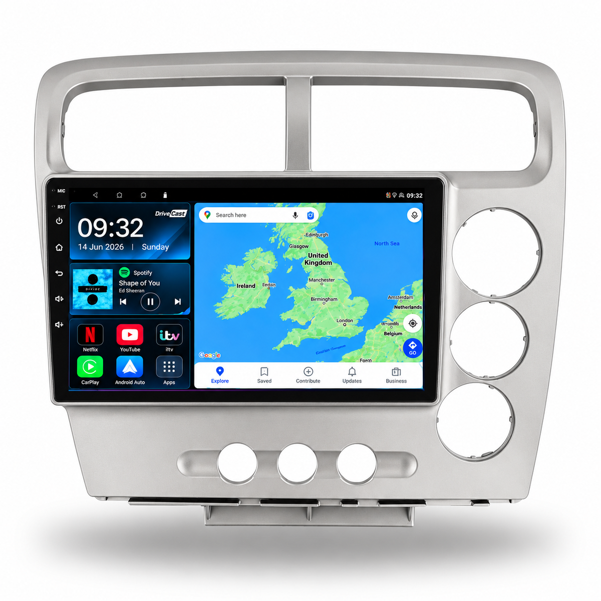 Honda Civic 2006-2011 Android 13 Kabelloses CarPlay und Android Auto Autoradio-Haupteinheit 