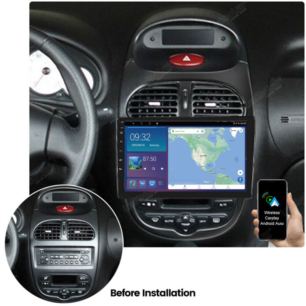 Peugeot 206 206 CC 1998-2010 Android 13 Wireless CarPlay & Android Auto Car Stereo Head Unit