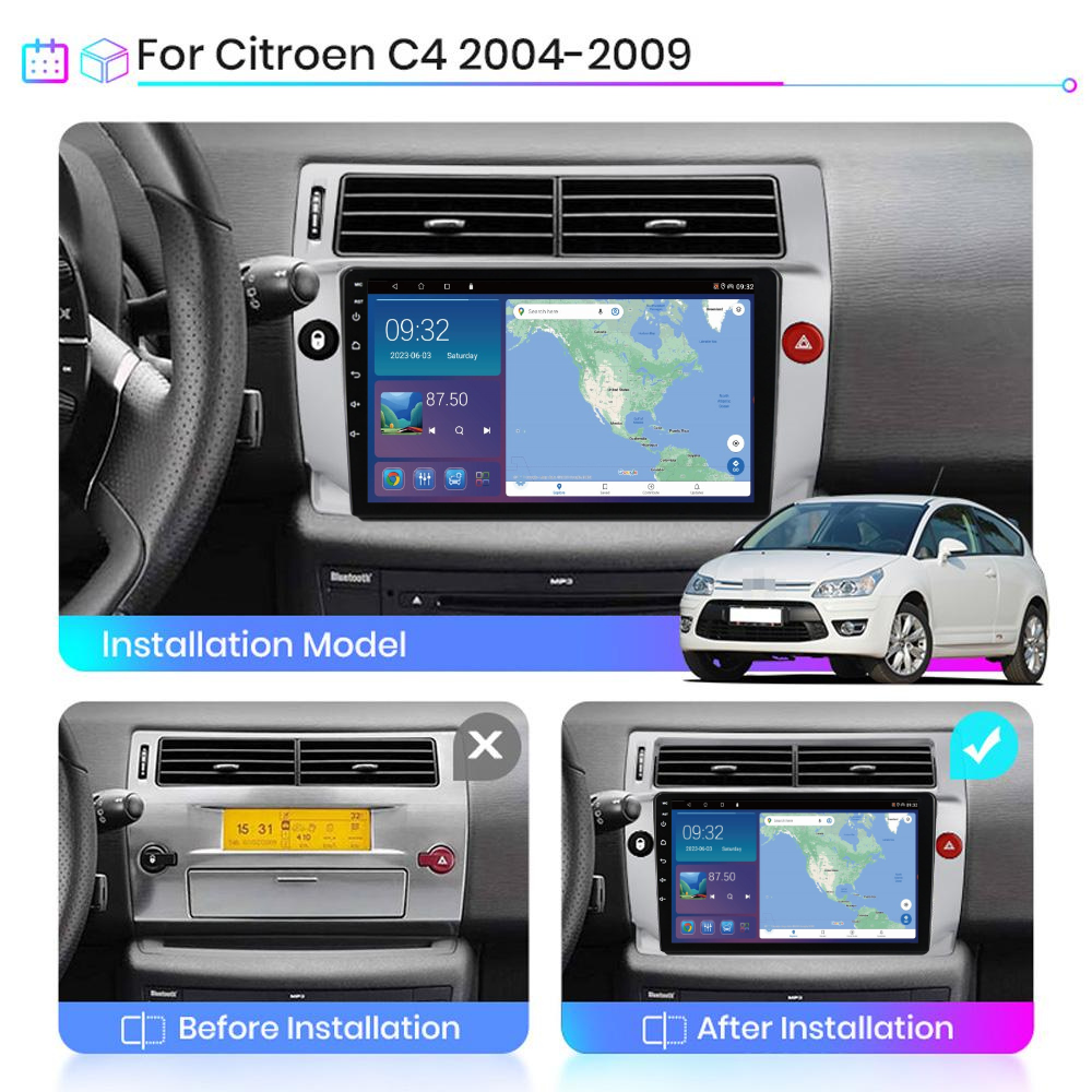 Citroen C4 C-Quatre C-Triunfo 2004-2009 Android 13 Wireless CarPlay & Android Auto Car Stereo Head Unit - DriveCast