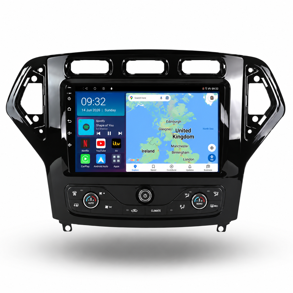 Ford Mondeo MK4 2007-2011 Android 13 Kabelloses CarPlay und Android Auto Autoradio-Haupteinheit 