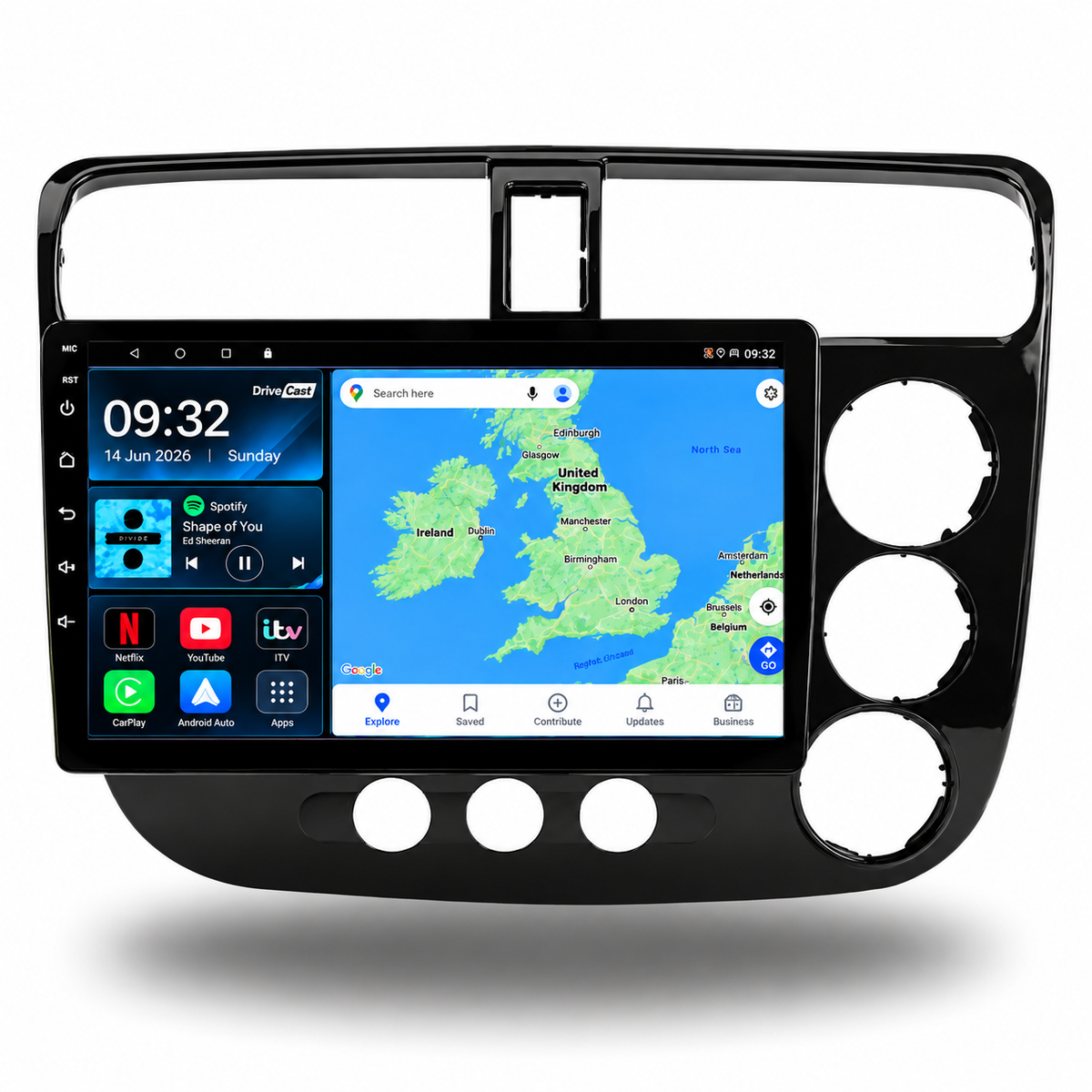 Honda Civic 2006-2011 Android 13 Kabelloses CarPlay und Android Auto Autoradio-Haupteinheit 