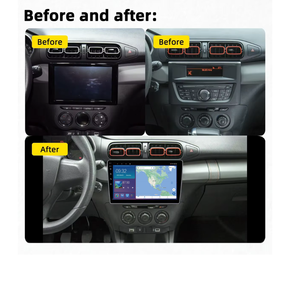 Citroen C3 C3 XR C3 Aircross 2019-2024 Android 13 Wireless CarPlay & Android Auto Car Stereo Head Unit - DriveCast