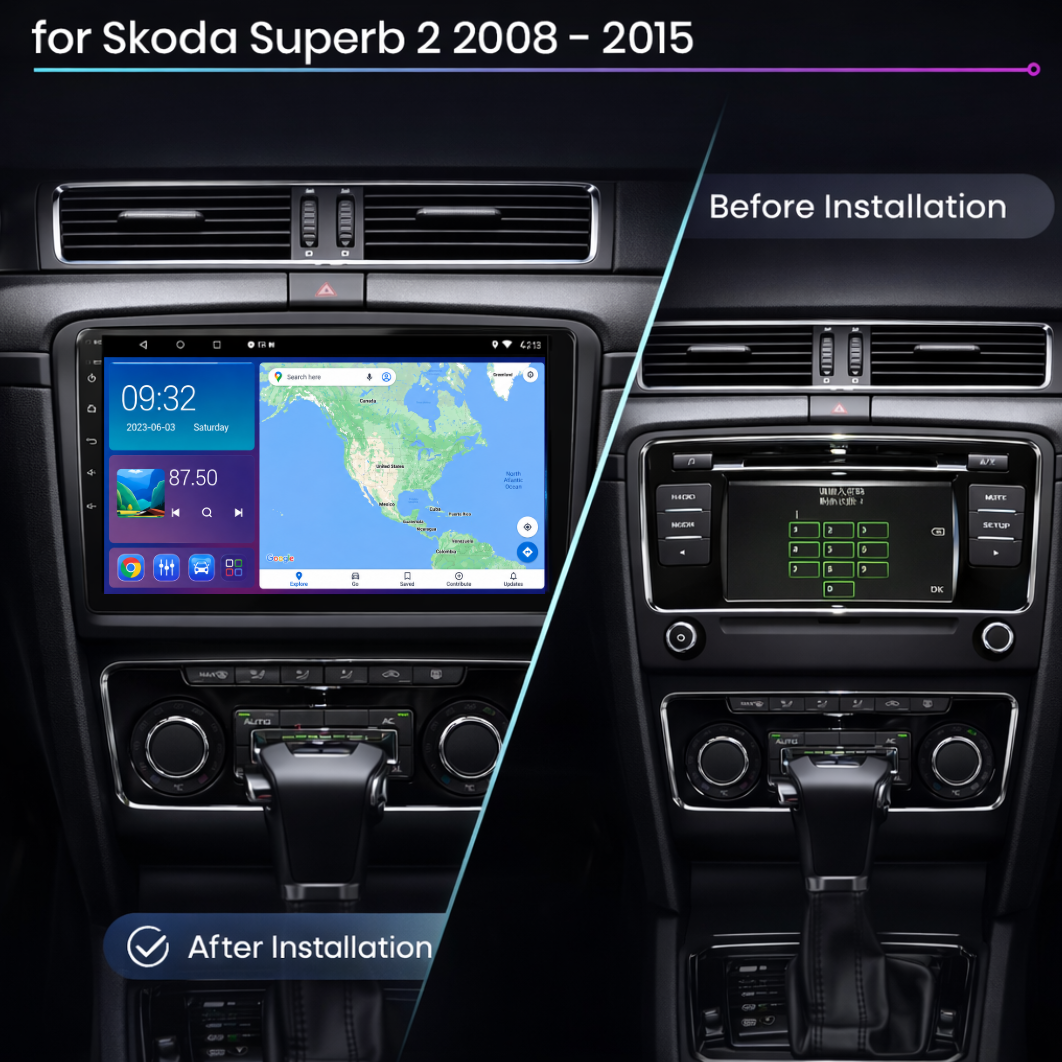 Skoda Superb 2008-2015 Android 15 Car Stereo Head Unit | CarPlay Android Auto