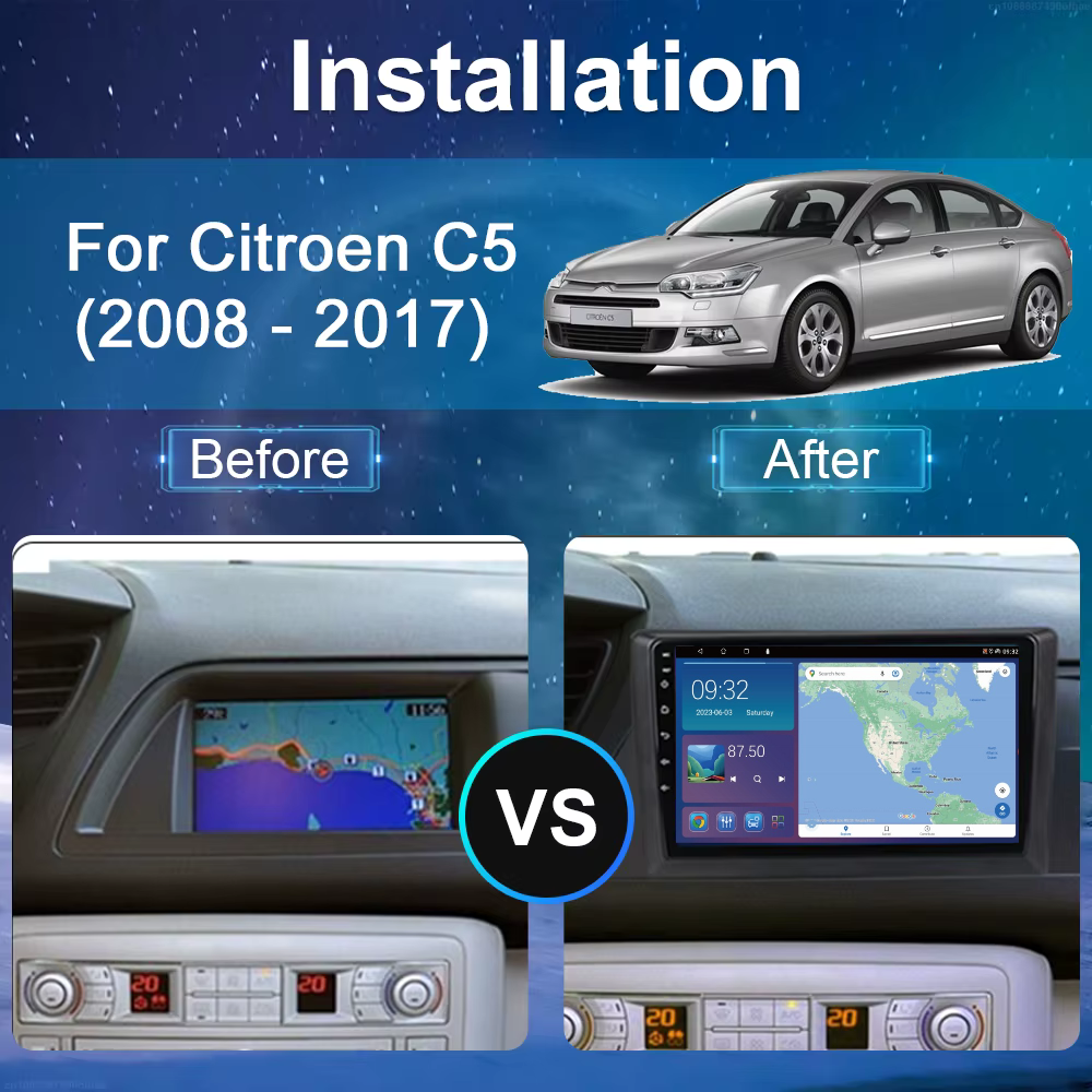 Citroen C5 2008-2017 Android 13 Wireless CarPlay & Android Auto Car Stereo Head Unit - DriveCast