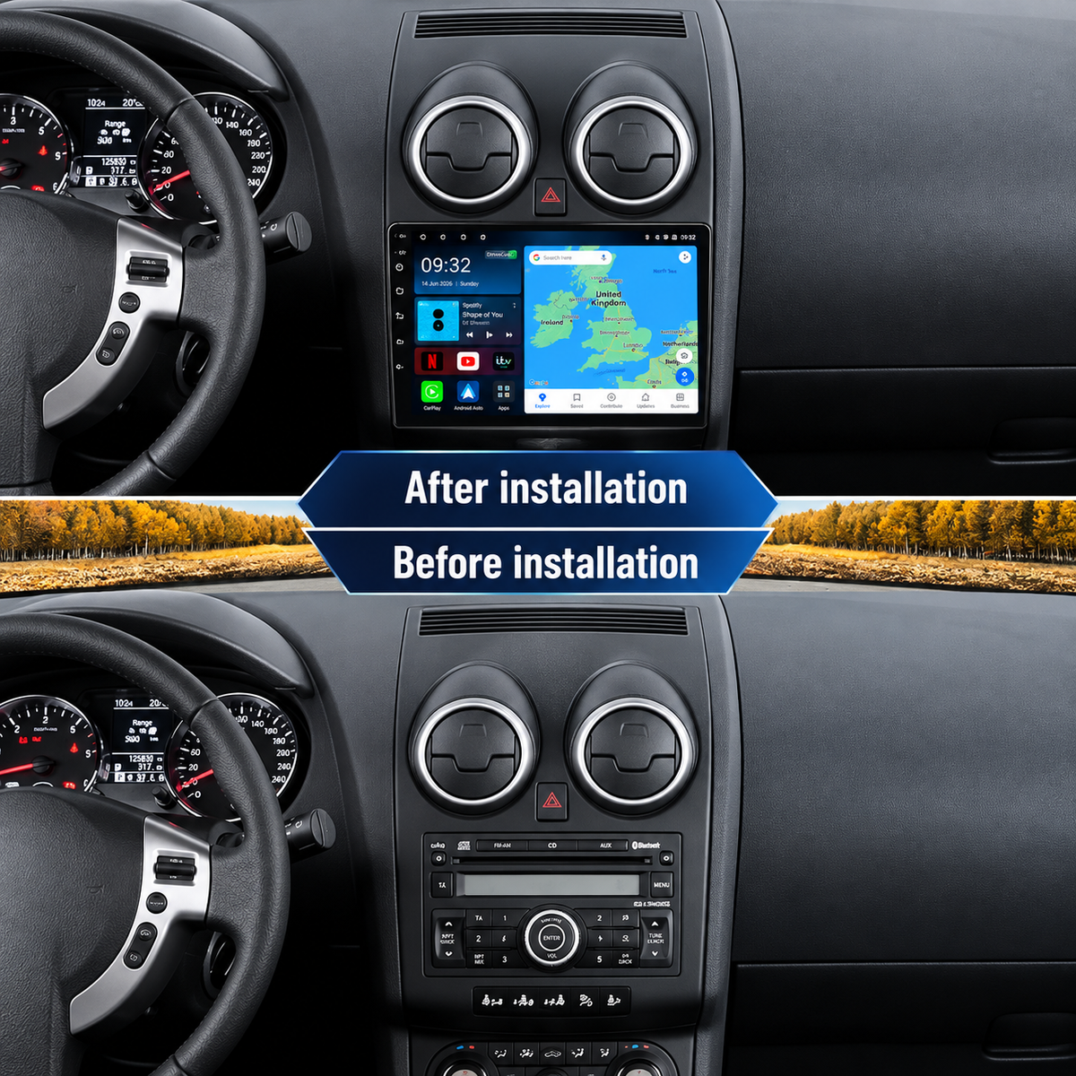Nissan Qashqai 2006-2013 Android 15 Wireless CarPlay & Android Auto Car Stereo Head Unit - DriveCast