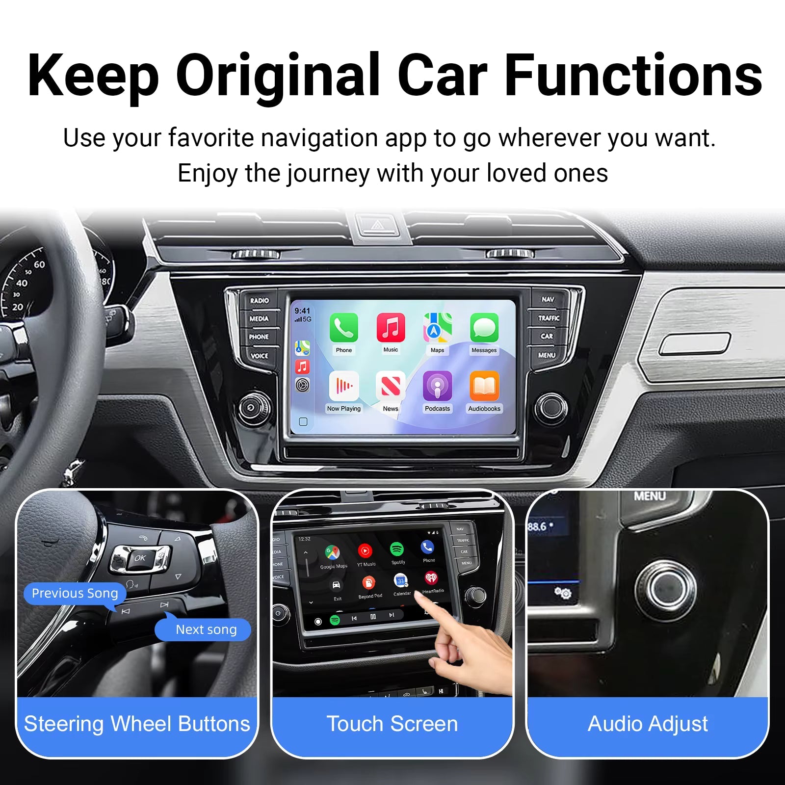 Wireless Apple CarPlay Retrofit For Volkswagen Seat Skoda Android Auto MIB1 & MIB2