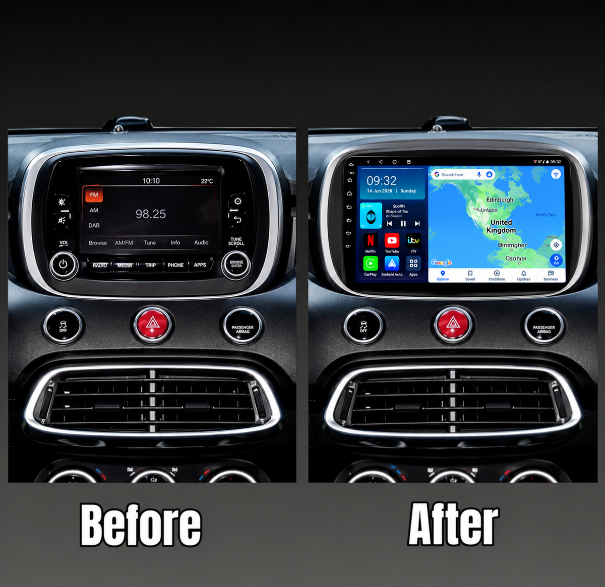 FIAT 500X 2014-2020 Android 15 Car Stereo Head Unit | CarPlay & Android Auto - DriveCast