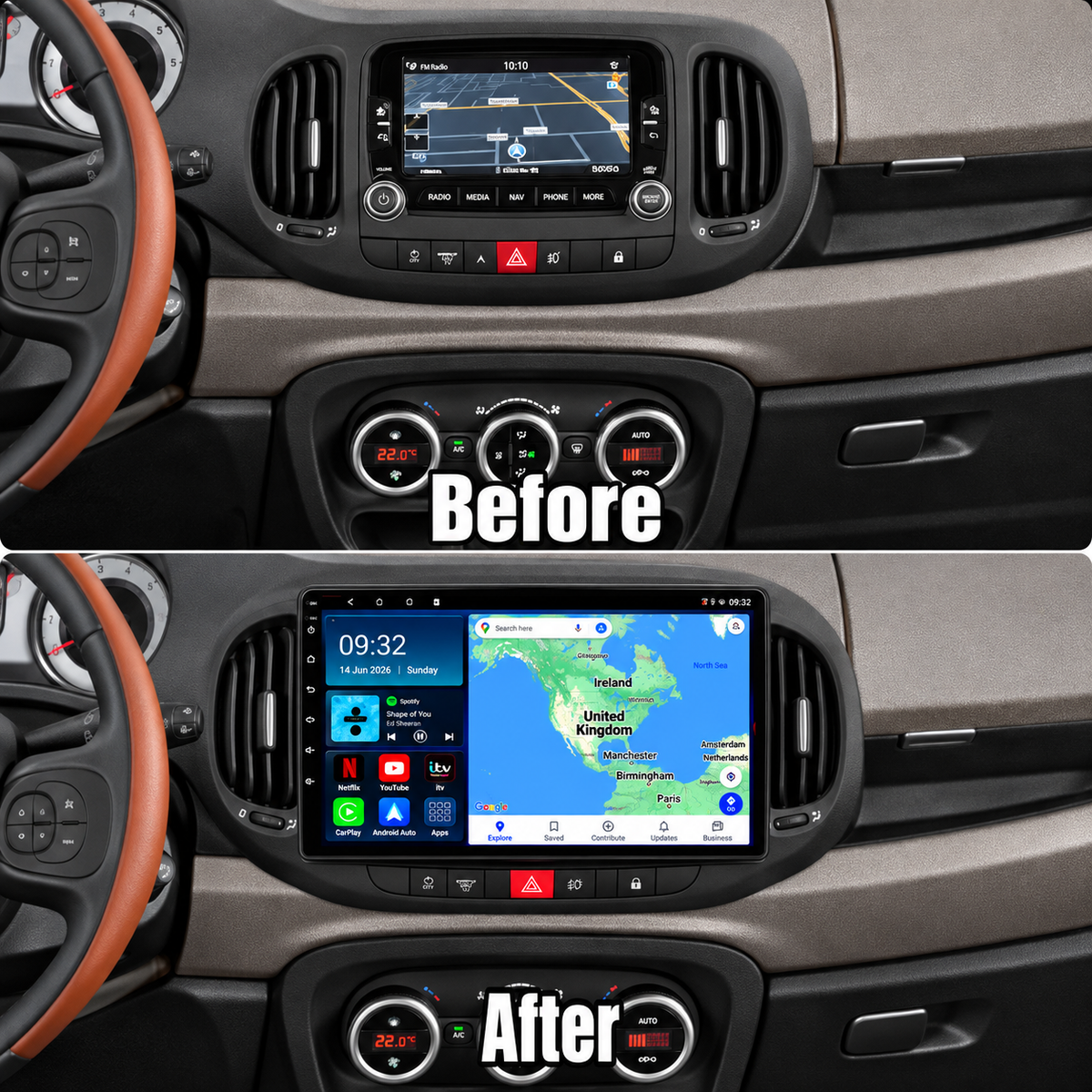 FIAT 500L 2012-2019 Android 15 Car Stereo Head Unit | CarPlay & Android Auto - DriveCast