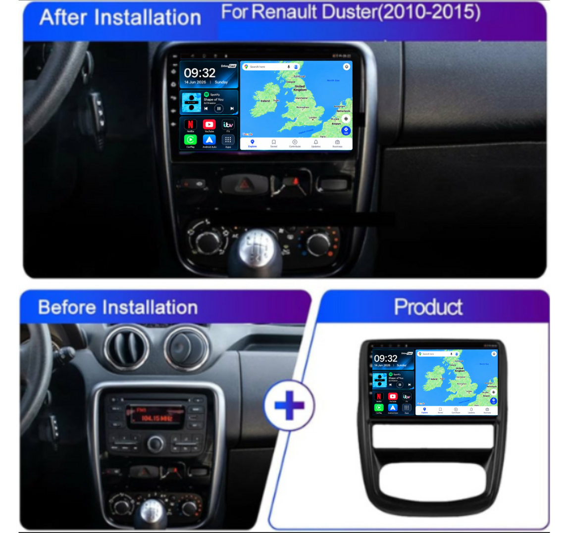Dacia Duster 2010-2015 Android 15 Car Stereo Head Unit | CarPlay & Android Auto - DriveCast