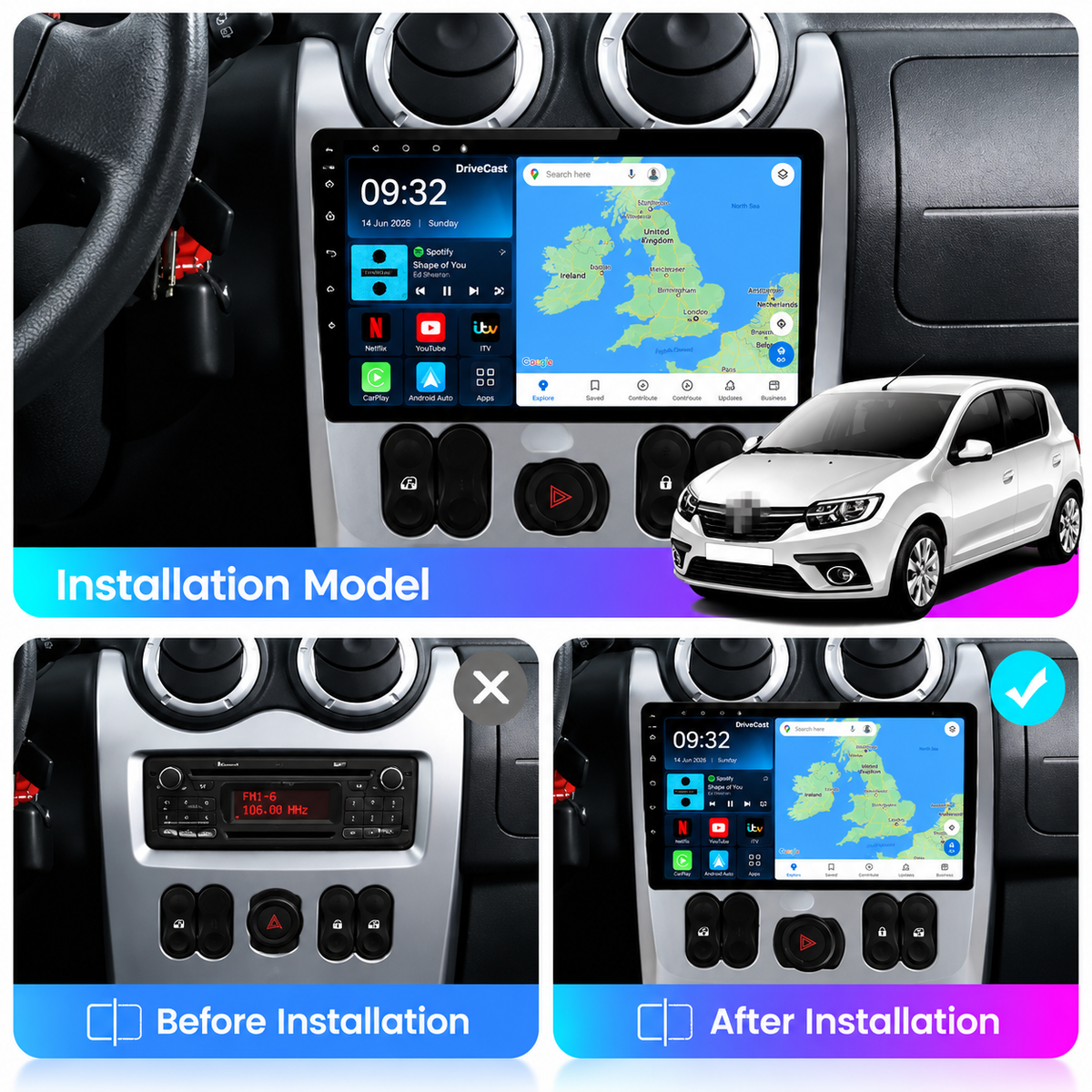 Dacia Logan Sandero Duster 2009-2015 Android 15 Car Stereo Head Unit | CarPlay & Android Auto - DriveCast