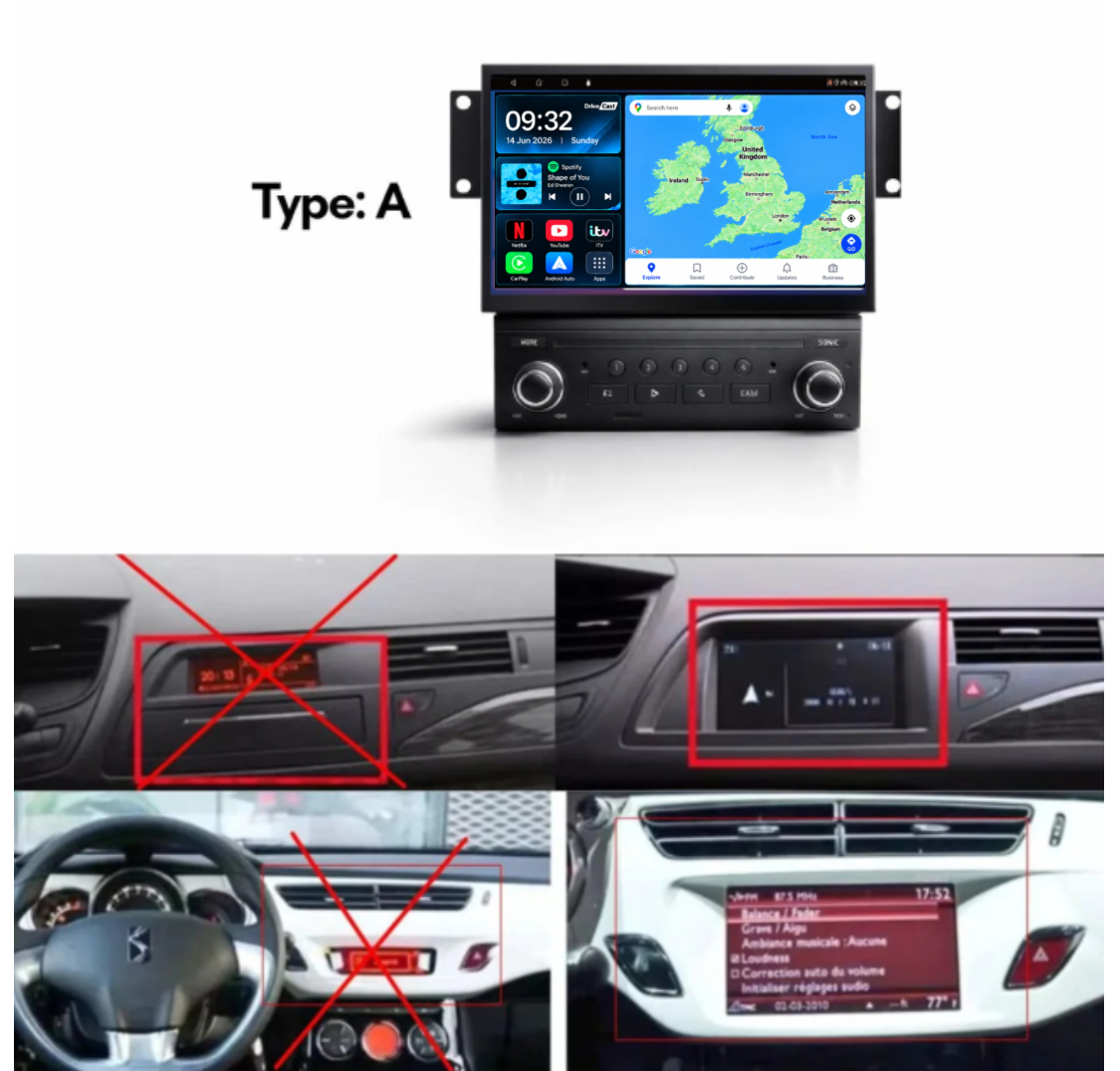 Citroen C3 DS3 C5 2009-2017 Android 15 Wireless CarPlay & Android Auto Car Stereo Head Unit - DriveCast