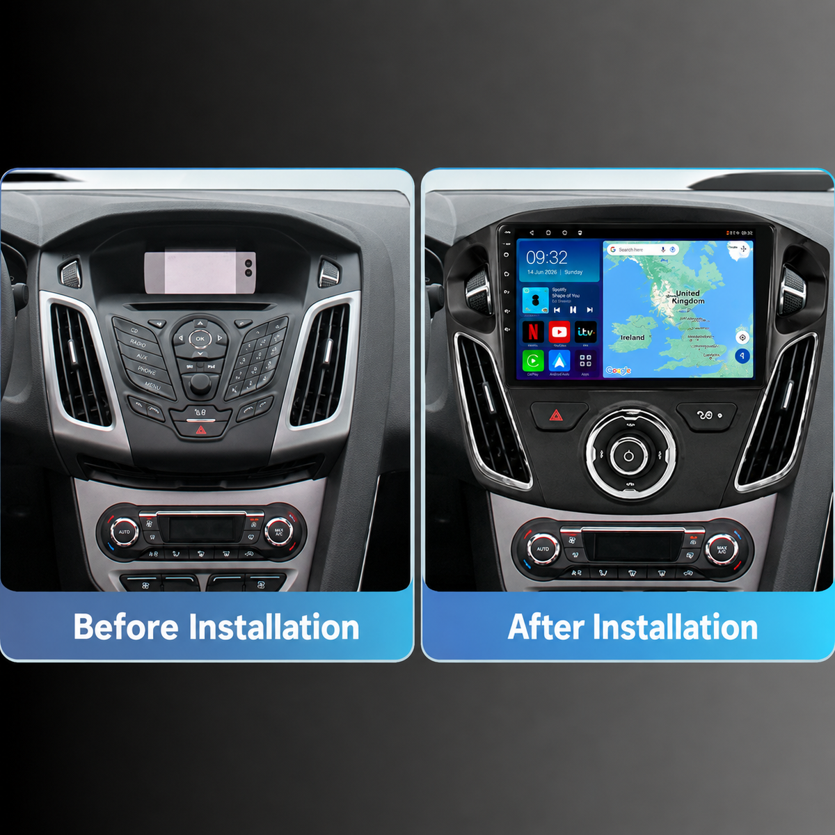 Ford Focus MK3 2011-2018 Android 13 Kabelloses CarPlay und Android Auto Autoradio-Haupteinheit 